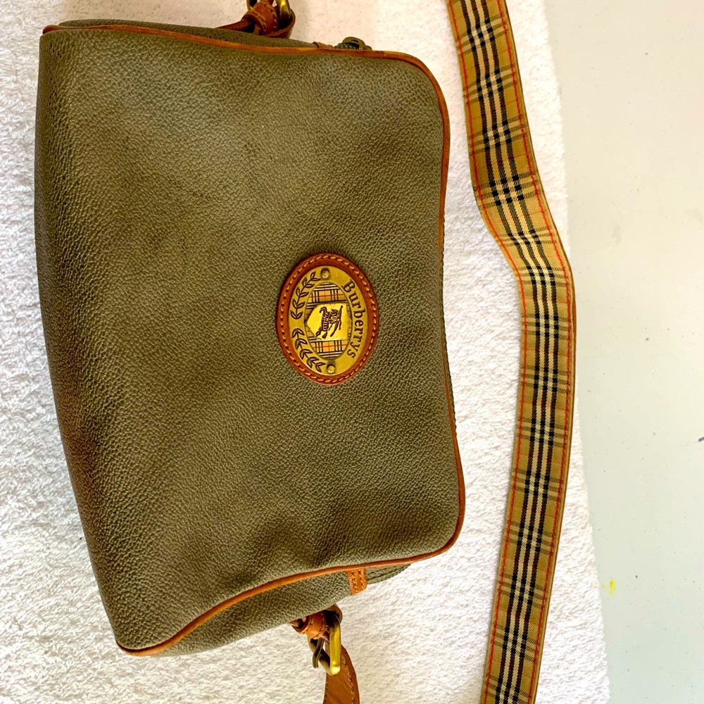 Vintage Olive Green Burberry Shoulder Bag